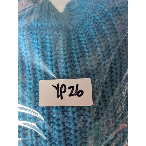 Sincerely Ours Bright Blue Chunky Knit Mock Neck Sweater Retro Twee Small - Picture 6 of 6